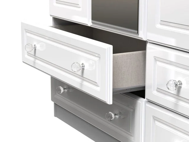 Welcome Welcome Balmoral White High Gloss 3 Door 4 Drawer Tall Mirrored Triple Wardrobe (Assembled)