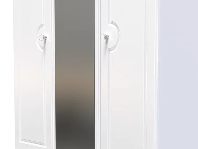 Welcome Welcome Balmoral White High Gloss 3 Door 4 Drawer Tall Mirrored Triple Wardrobe (Assembled)