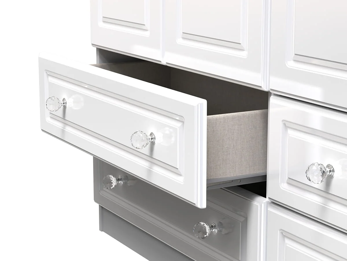 Welcome Welcome Balmoral White High Gloss 3 Door 4 Drawer Tall Triple Wardrobe (Assembled)