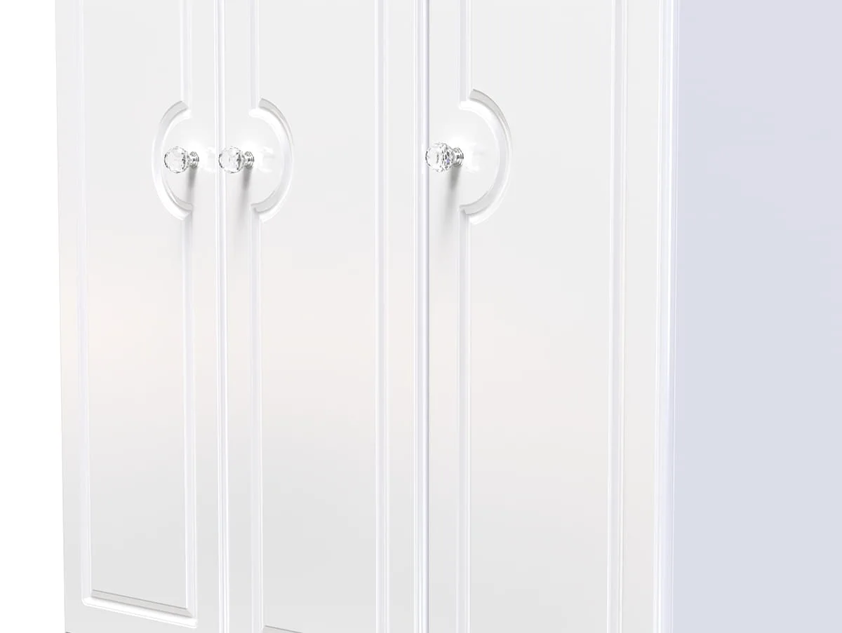 Welcome Welcome Balmoral White High Gloss 3 Door 4 Drawer Tall Triple Wardrobe (Assembled)