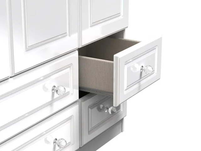 Welcome Welcome Balmoral White High Gloss 3 Door 4 Drawer Tall Triple Wardrobe (Assembled)