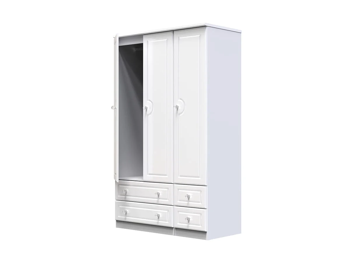 Welcome Welcome Balmoral White High Gloss 3 Door 4 Drawer Triple Wardrobe (Assembled)