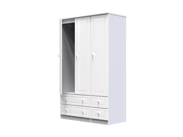 Welcome Welcome Balmoral White High Gloss 3 Door 4 Drawer Triple Wardrobe (Assembled)