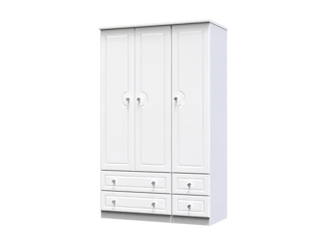 Welcome Welcome Balmoral White High Gloss 3 Door 4 Drawer Triple Wardrobe (Assembled)