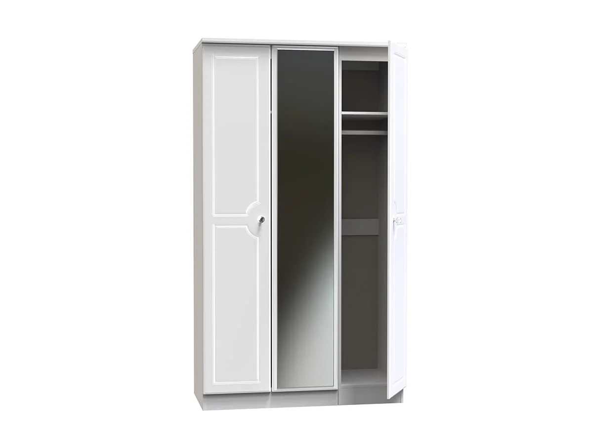 Welcome Welcome Balmoral White High Gloss 3 Door Mirrored Triple Wardrobe (Assembled)