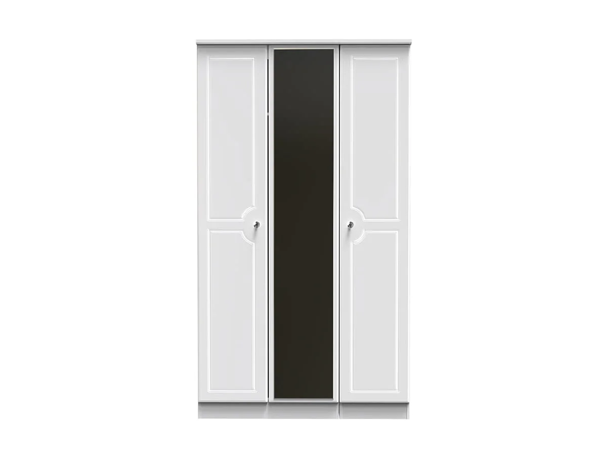 Welcome Welcome Balmoral White High Gloss 3 Door Tall Mirrored Triple Wardrobe (Assembled)