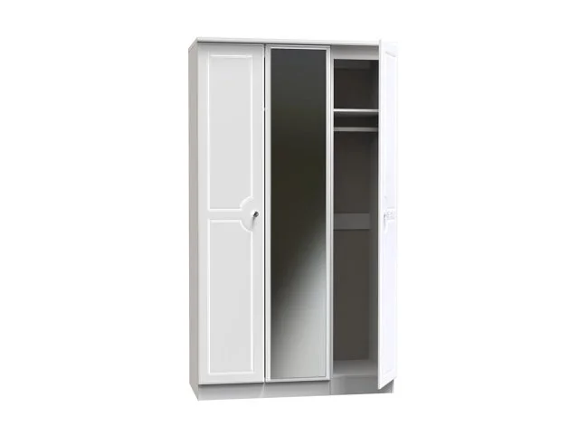 Welcome Welcome Balmoral White High Gloss 3 Door Tall Mirrored Triple Wardrobe (Assembled)