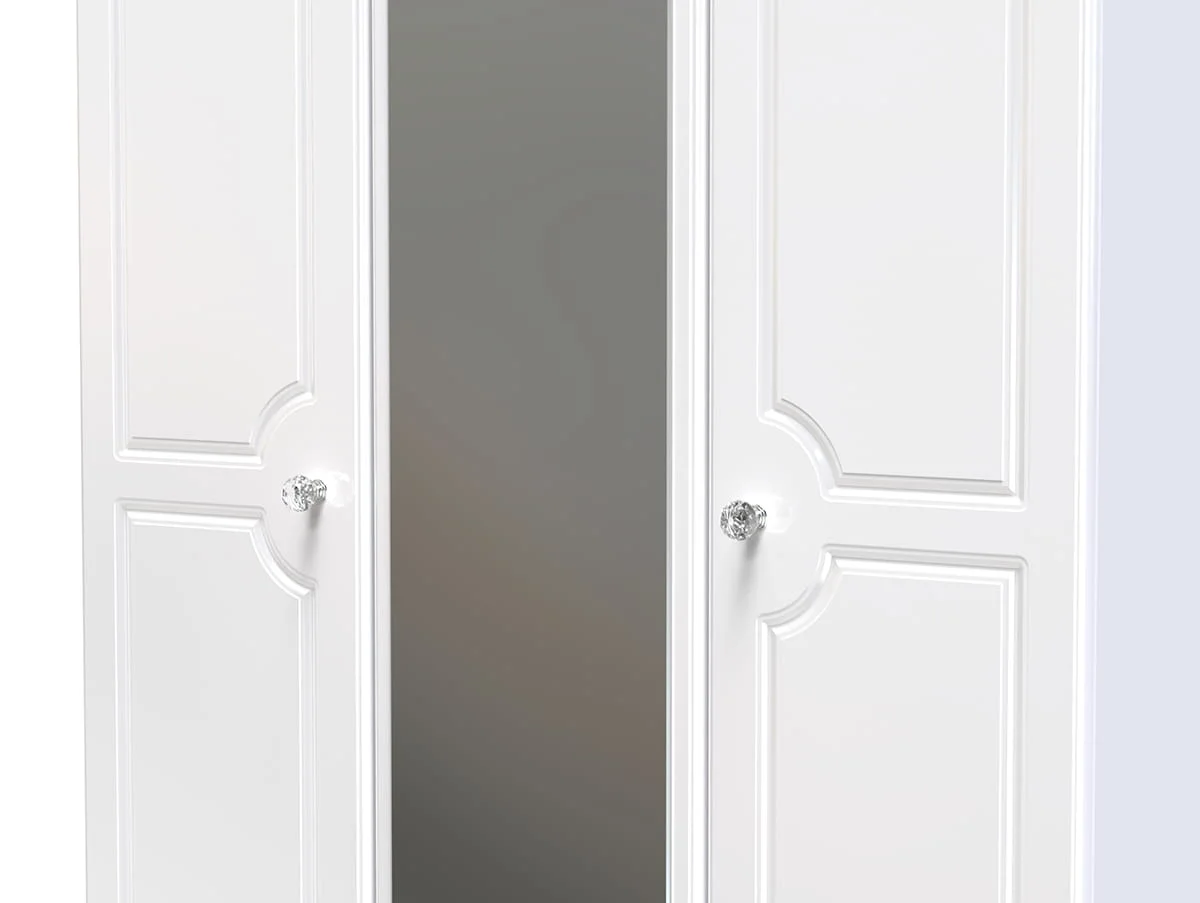Welcome Welcome Balmoral White High Gloss 3 Door Tall Mirrored Triple Wardrobe (Assembled)