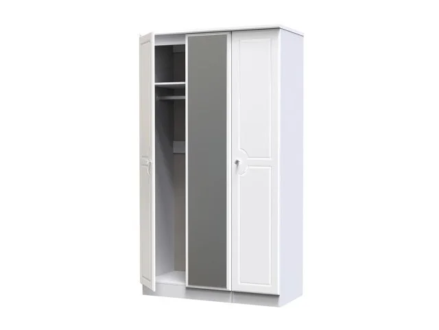 Welcome Welcome Balmoral White High Gloss 3 Door Tall Mirrored Triple Wardrobe (Assembled)