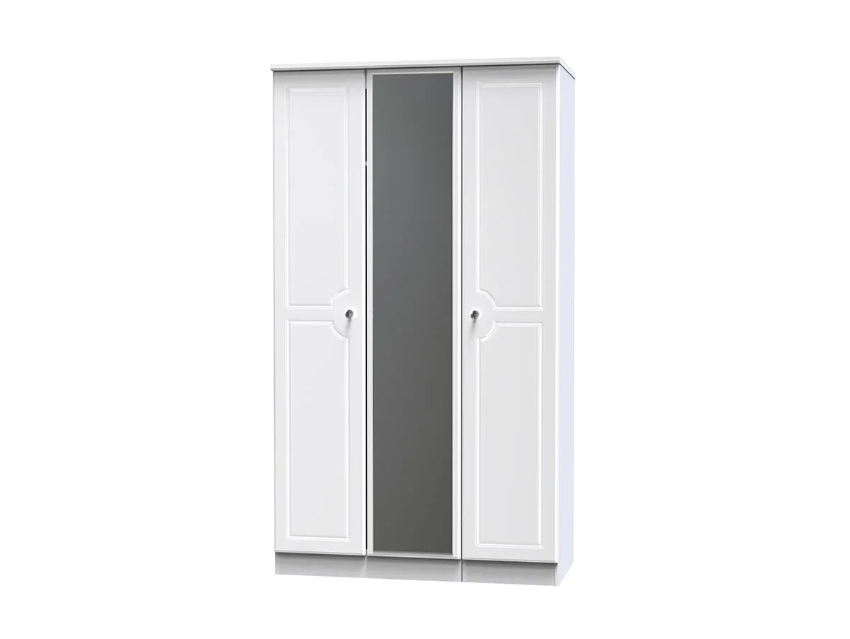 Welcome Welcome Balmoral White High Gloss 3 Door Tall Mirrored Triple Wardrobe (Assembled)