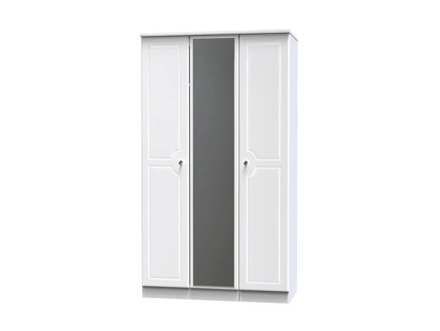 Welcome Welcome Balmoral White High Gloss 3 Door Tall Mirrored Triple Wardrobe (Assembled)