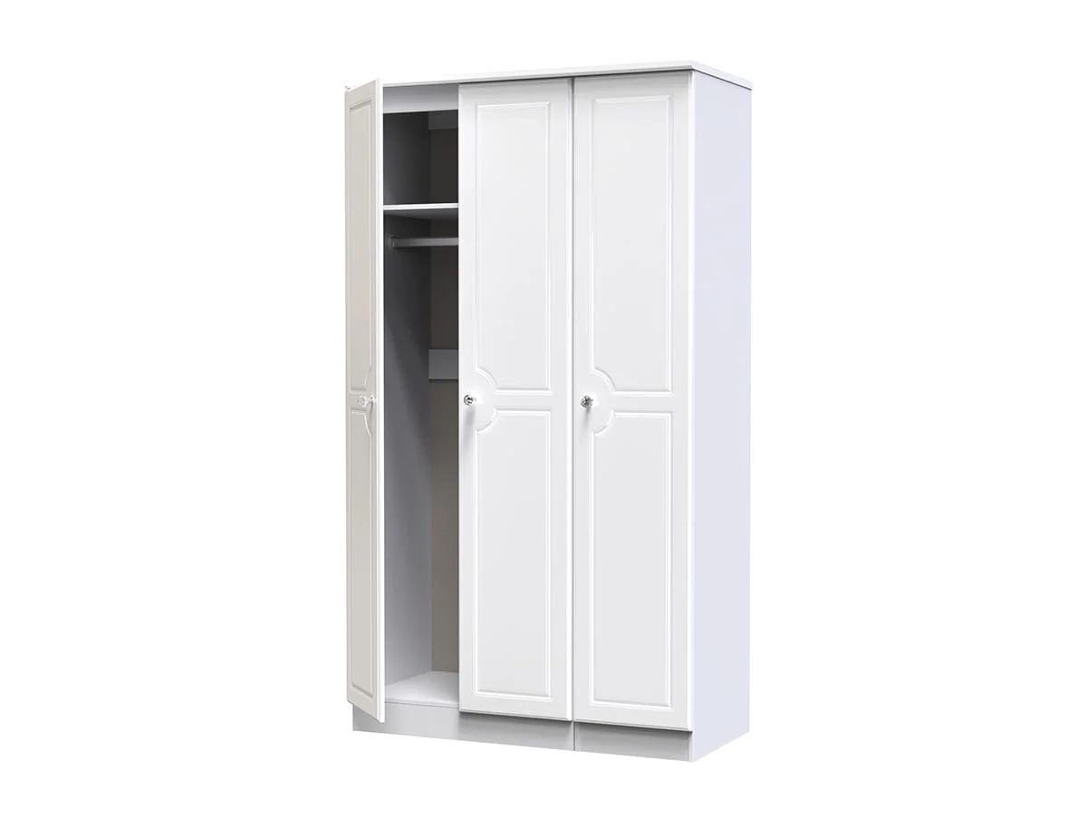 Welcome Welcome Balmoral White High Gloss 3 Door Tall Triple Wardrobe (Assembled)