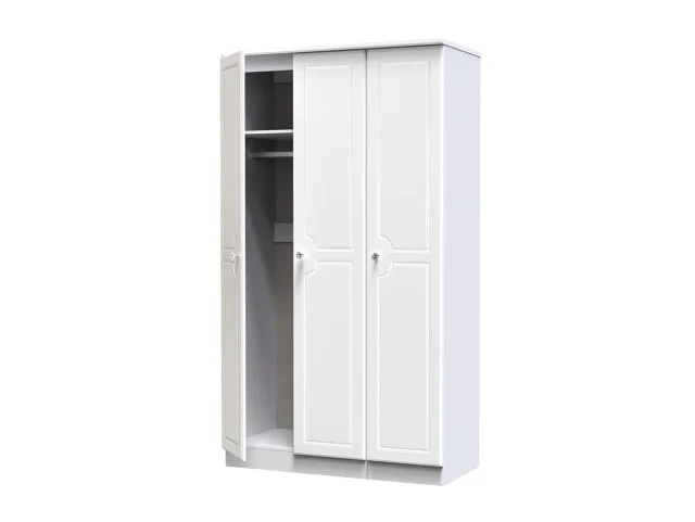 Welcome Welcome Balmoral White High Gloss 3 Door Tall Triple Wardrobe (Assembled)