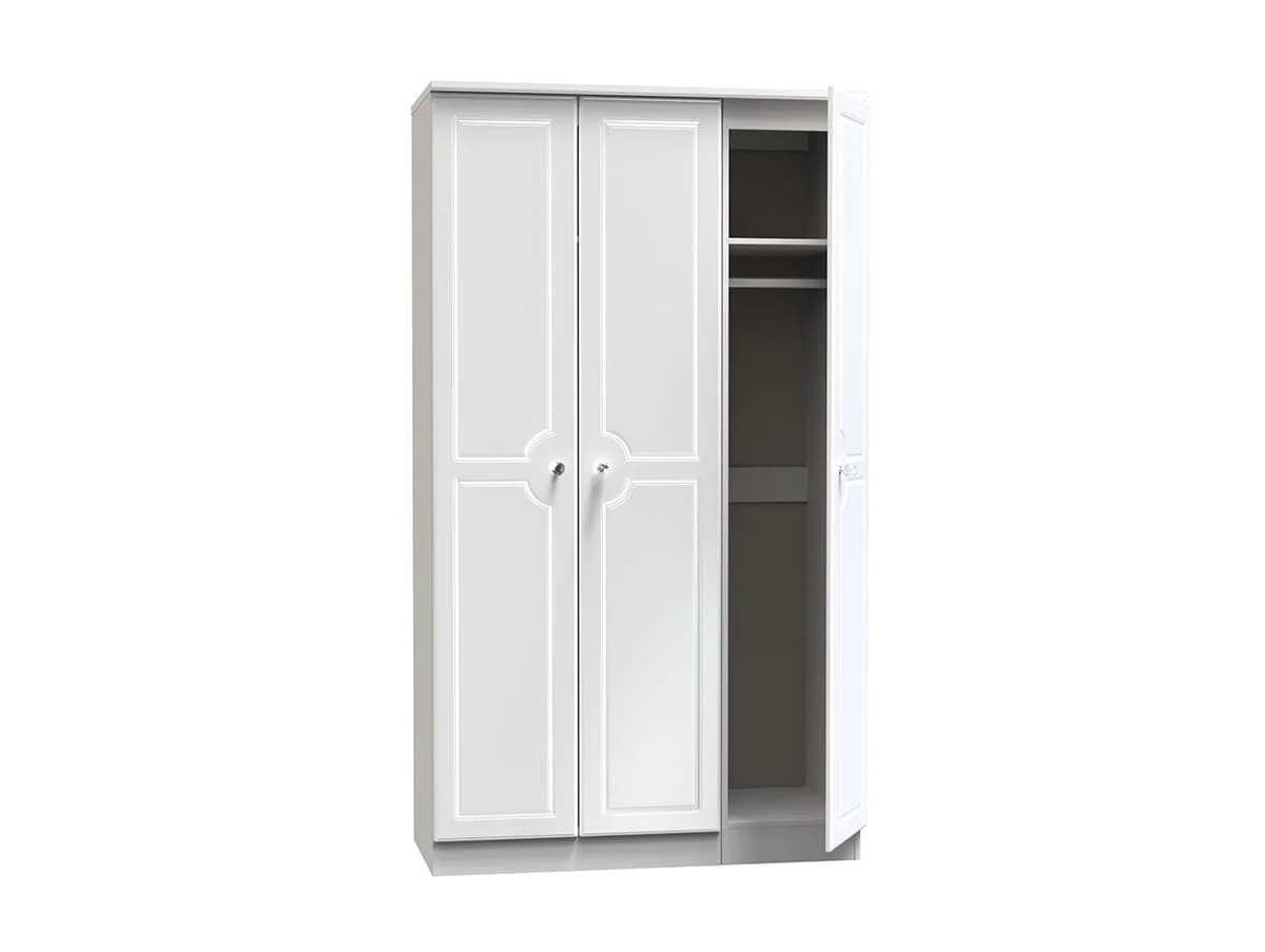 Welcome Welcome Balmoral White High Gloss 3 Door Tall Triple Wardrobe (Assembled)