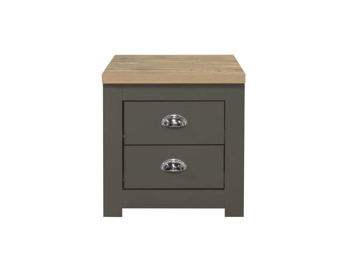 Birlea Birlea Highgate Dark Grey and Oak Effect 2 Drawer Bedside Table