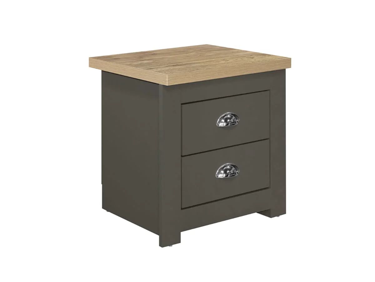 Birlea Birlea Highgate Dark Grey and Oak Effect 2 Drawer Bedside Table