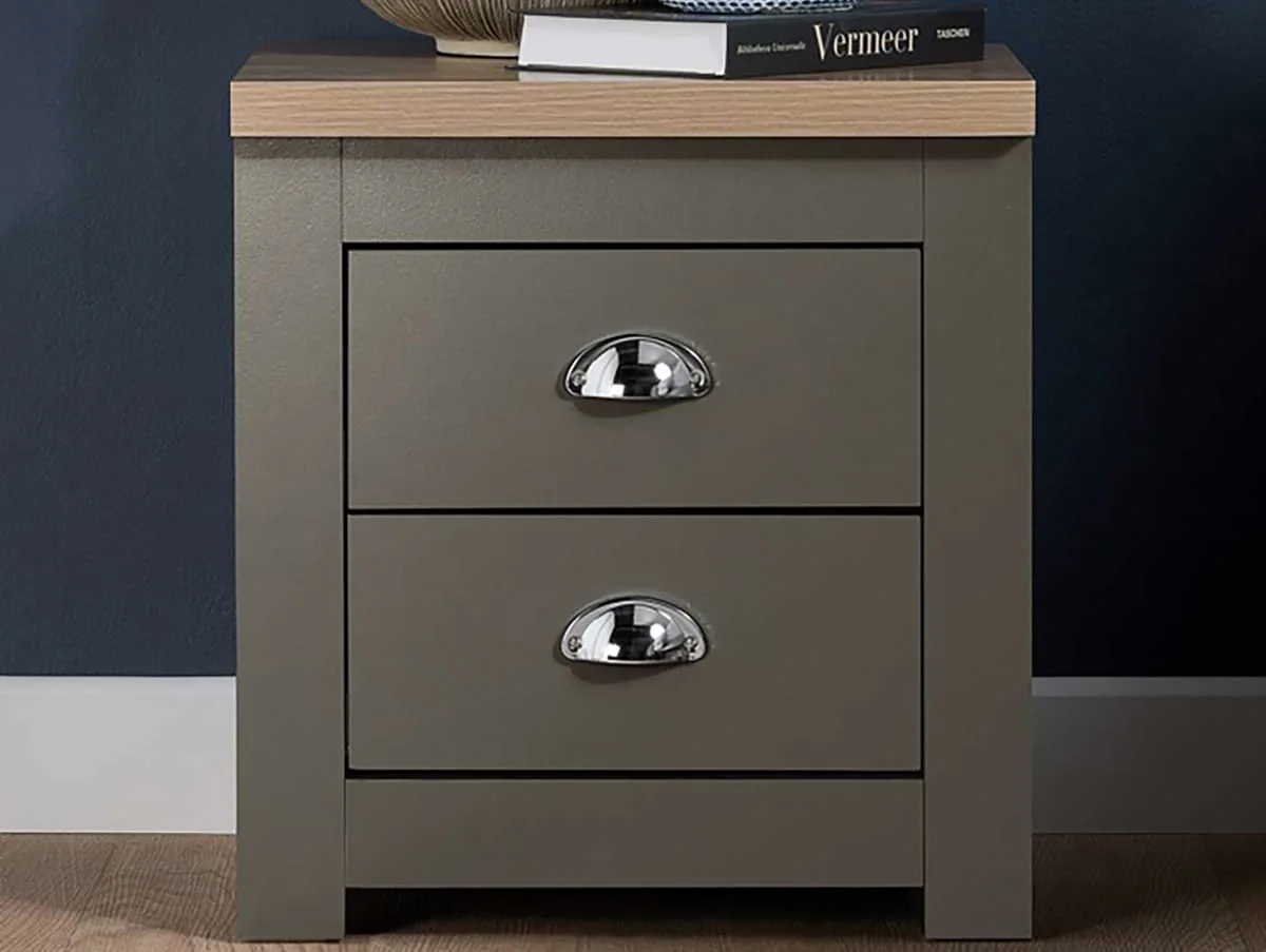 Birlea Birlea Highgate Dark Grey and Oak Effect 2 Drawer Bedside Table
