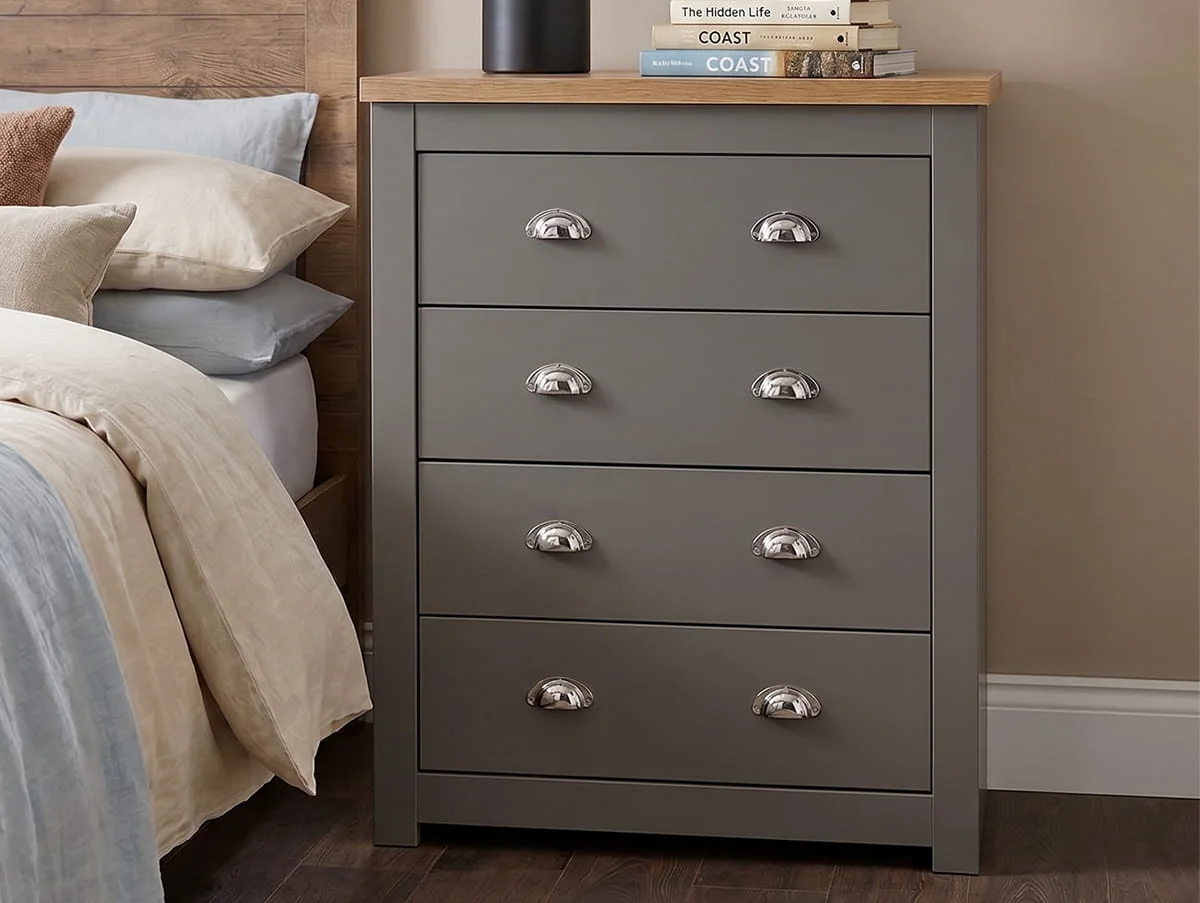 Birlea Birlea Highgate Dark Grey and Oak Effect 4 Drawer Chest