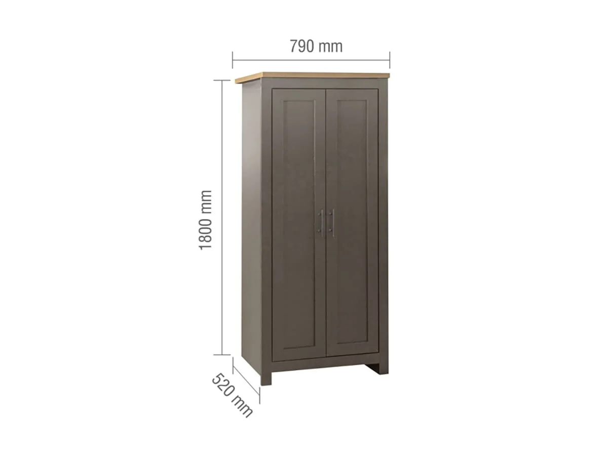 Birlea Birlea Highgate Dark Grey and Oak Effect 2 Door Wardrobe