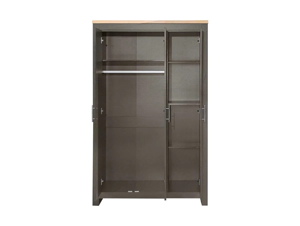 Birlea Birlea Highgate Dark Grey and Oak 3 Door Mirrored Wardrobe