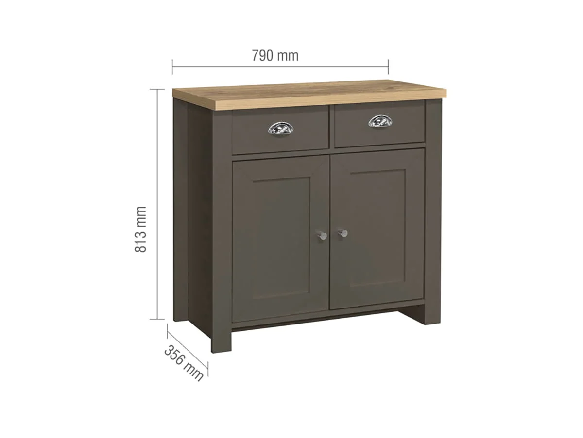 Birlea Birlea Highgate Dark Grey and Oak Effect 2 Door 2 Drawer Sideboard