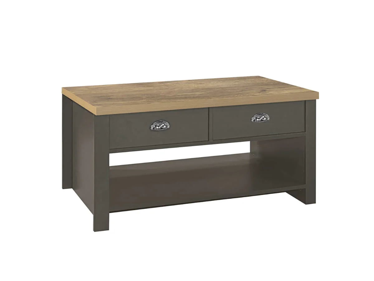 Birlea Birlea Highgate Dark Grey and Oak Effect 2 Drawer Coffee Table