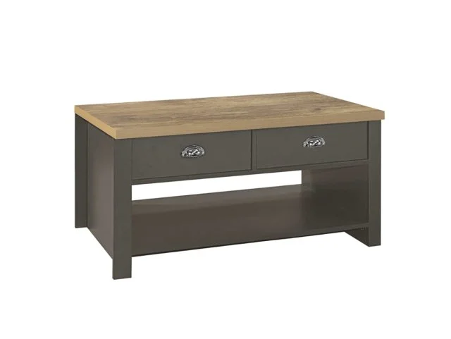 Birlea Birlea Highgate Dark Grey and Oak Effect 2 Drawer Coffee Table