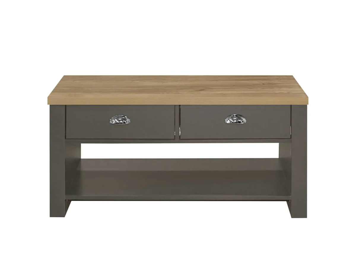 Birlea Birlea Highgate Dark Grey and Oak Effect 2 Drawer Coffee Table