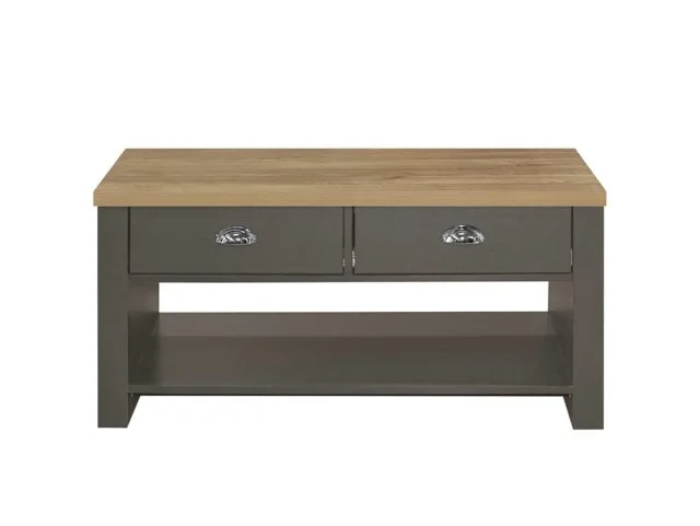 Birlea Birlea Highgate Dark Grey and Oak Effect 2 Drawer Coffee Table