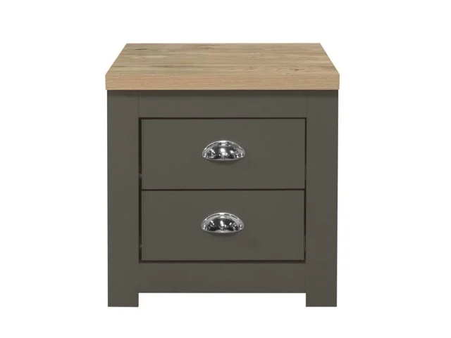 Birlea Birlea Highgate Dark Grey and Oak Effect 2 Drawer Bedside Table