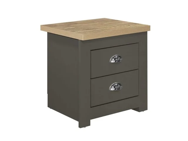 Birlea Birlea Highgate Dark Grey and Oak Effect 2 Drawer Bedside Table