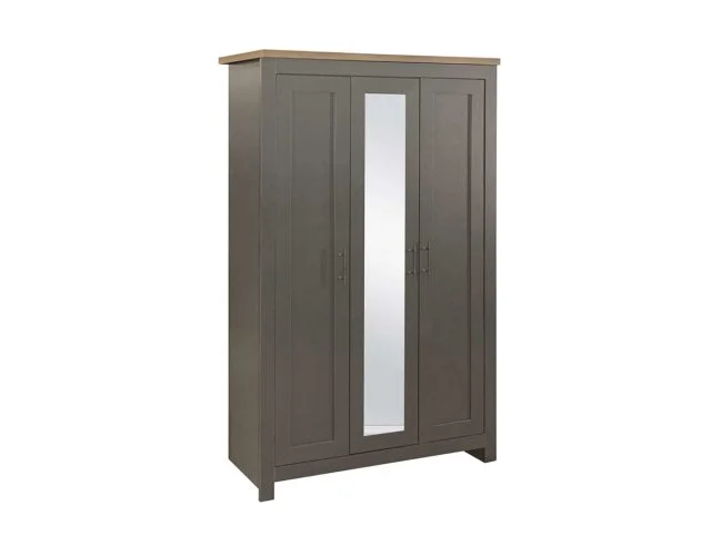 Birlea Birlea Highgate Dark Grey and Oak 3 Door Mirrored Wardrobe