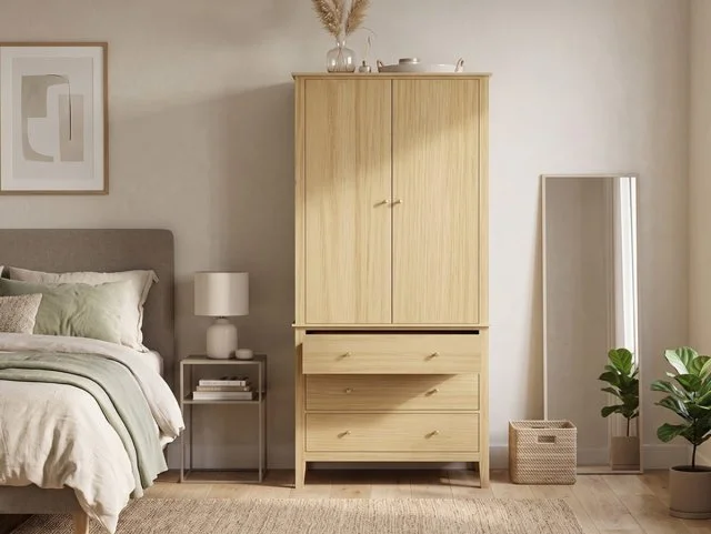 Core Core Henley Oak 2 Door 3 Drawer Wardrobe