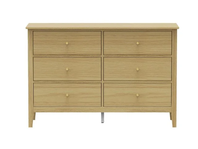 Core Core Henley Oak 3+3 Drawer Wide Chest of Drawers
