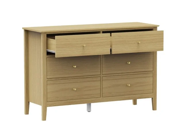 Core Core Henley Oak 3+3 Drawer Wide Chest of Drawers