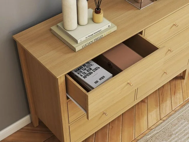 Core Core Henley Oak 3+3 Drawer Wide Chest of Drawers