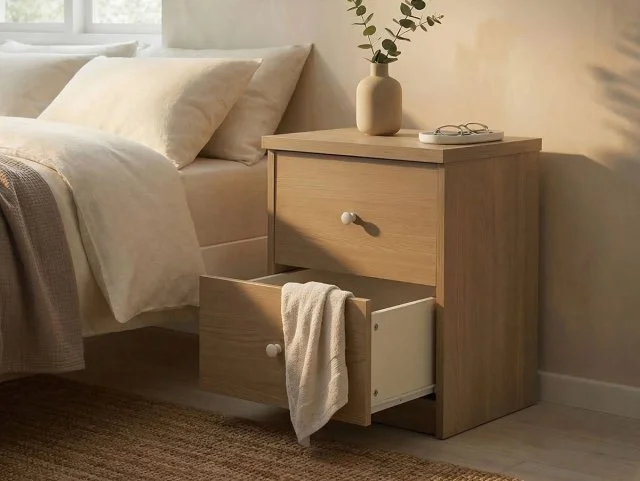 Core Core Freya Oak 2 Drawer Bedside Table