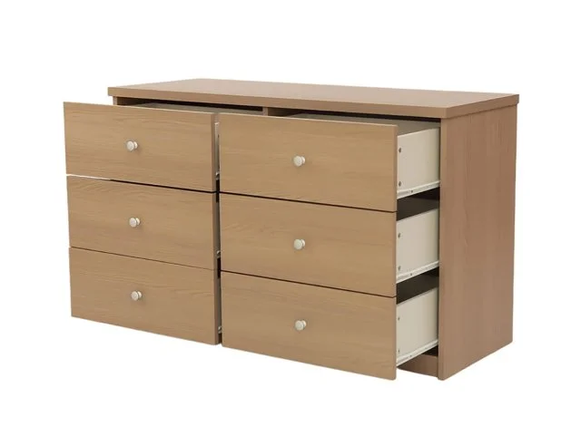 Core Core Freya Oak 3+3 Drawer Wide Chest of Drawers