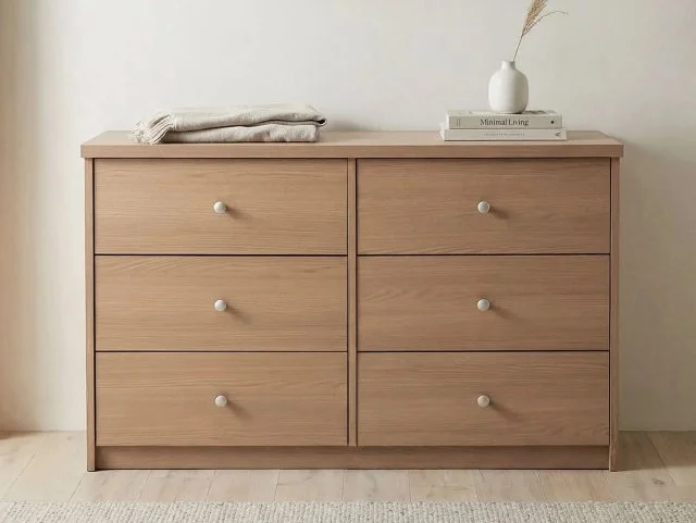 Core Core Freya Oak 3+3 Drawer Wide Chest of Drawers