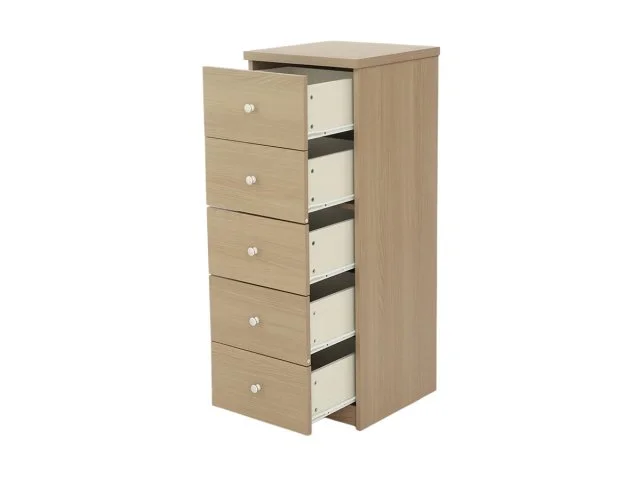 Core Core Freya Oak 5 Drawer Narrow Chest of Drawers