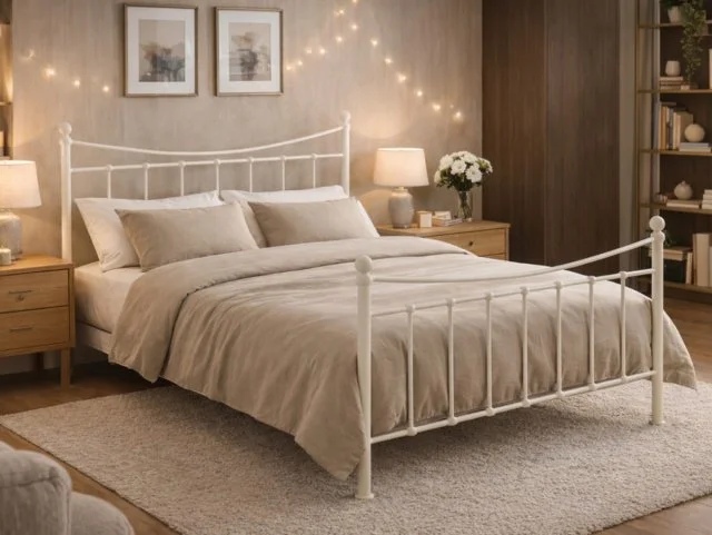 Time Living Clearance - Time Living Alderley Ivory Metal Bed Frame