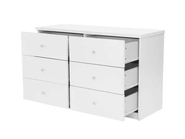 Core Core Erin White 3+3 Drawer Wide Chest of Drawers