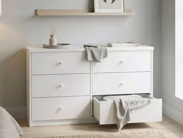 Core Core Erin White 3+3 Drawer Wide Chest of Drawers