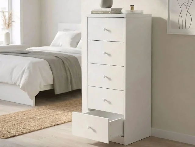 Core Core Erin White 5 Drawer Narrow Chest of Drawers