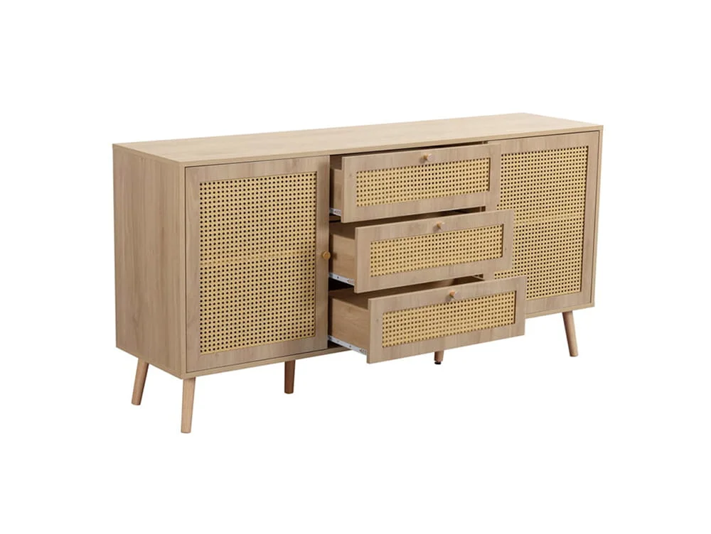 Birlea Birlea Croxley Rattan and Oak 2 Door 3 Drawer Sideboard