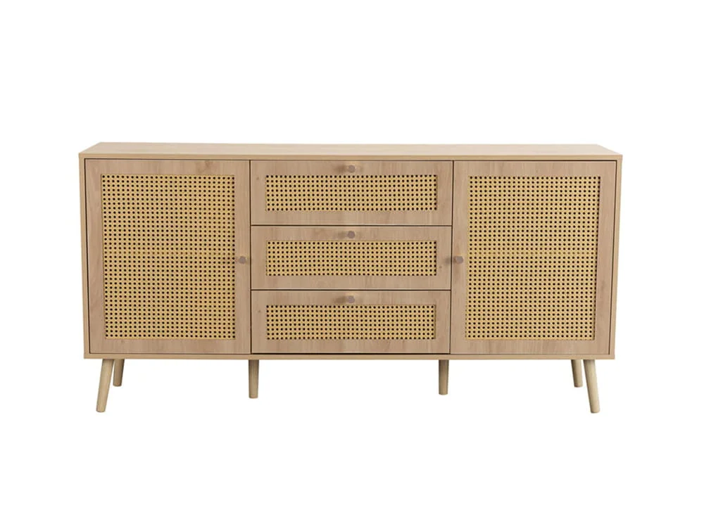 Birlea Birlea Croxley Rattan and Oak 2 Door 3 Drawer Sideboard