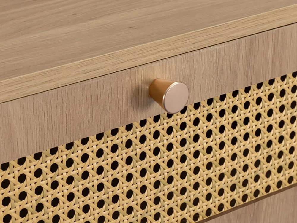 Birlea Birlea Croxley Rattan and Oak 2 Door 3 Drawer Sideboard