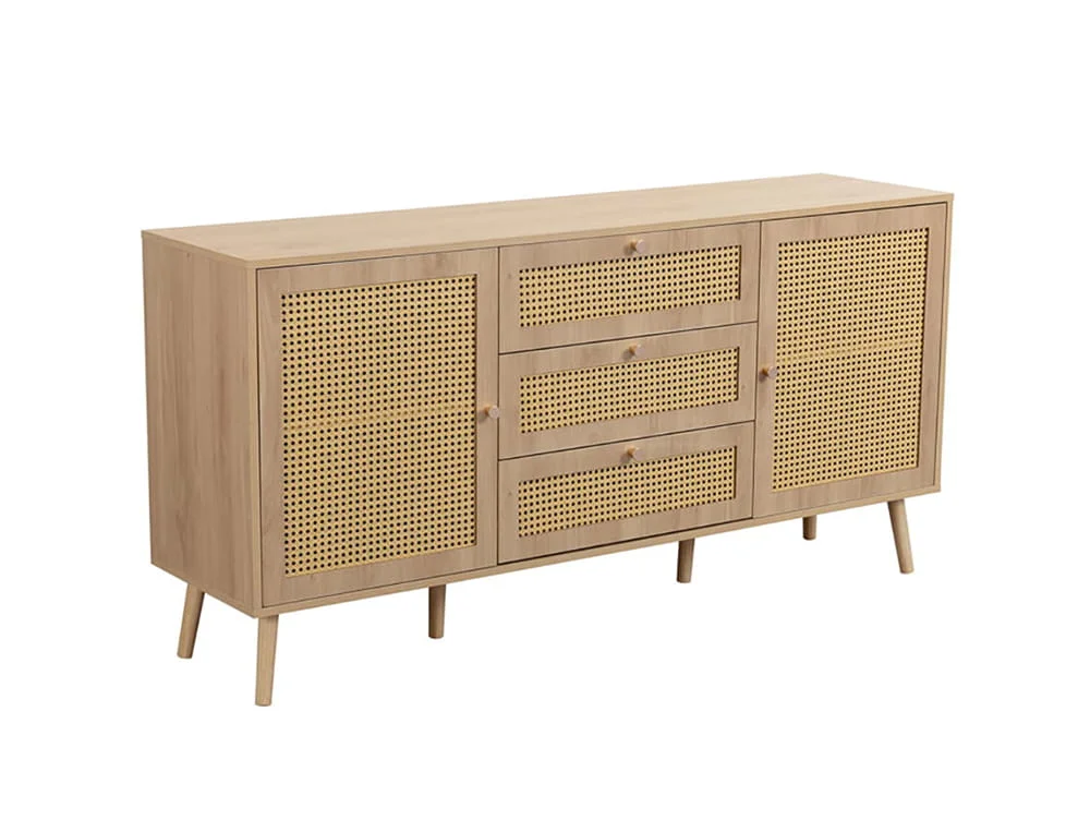 Birlea Birlea Croxley Rattan and Oak 2 Door 3 Drawer Sideboard