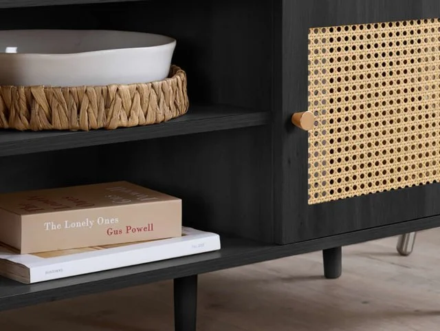 Birlea Birlea Croxley Rattan and Black Large TV Unit
