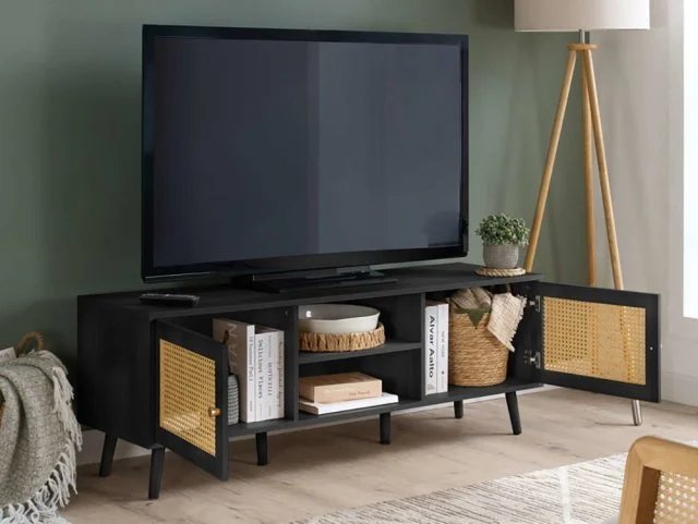 Birlea Birlea Croxley Rattan and Black Large TV Unit